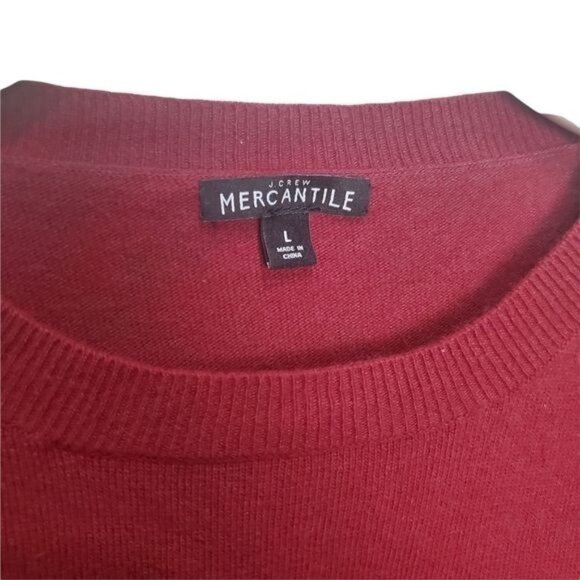J. CREW Womens Sweater SZ L Teddie‎ Wool Cotton Pullover Burgundy Ribbed Soft - Picture 4 of 9